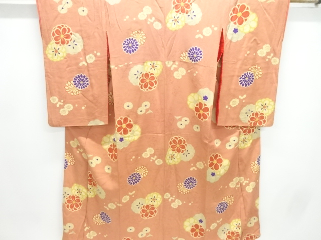 アンティーク　紋錦紗花模様着物